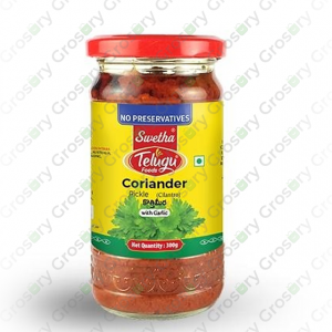Telugu Foods Coriander Pickle (With Garlic) (300 Gm)