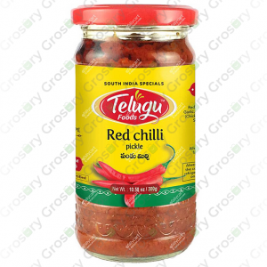 Telugu Foods Red Chilli Pickle With Garlic (300 Gm)